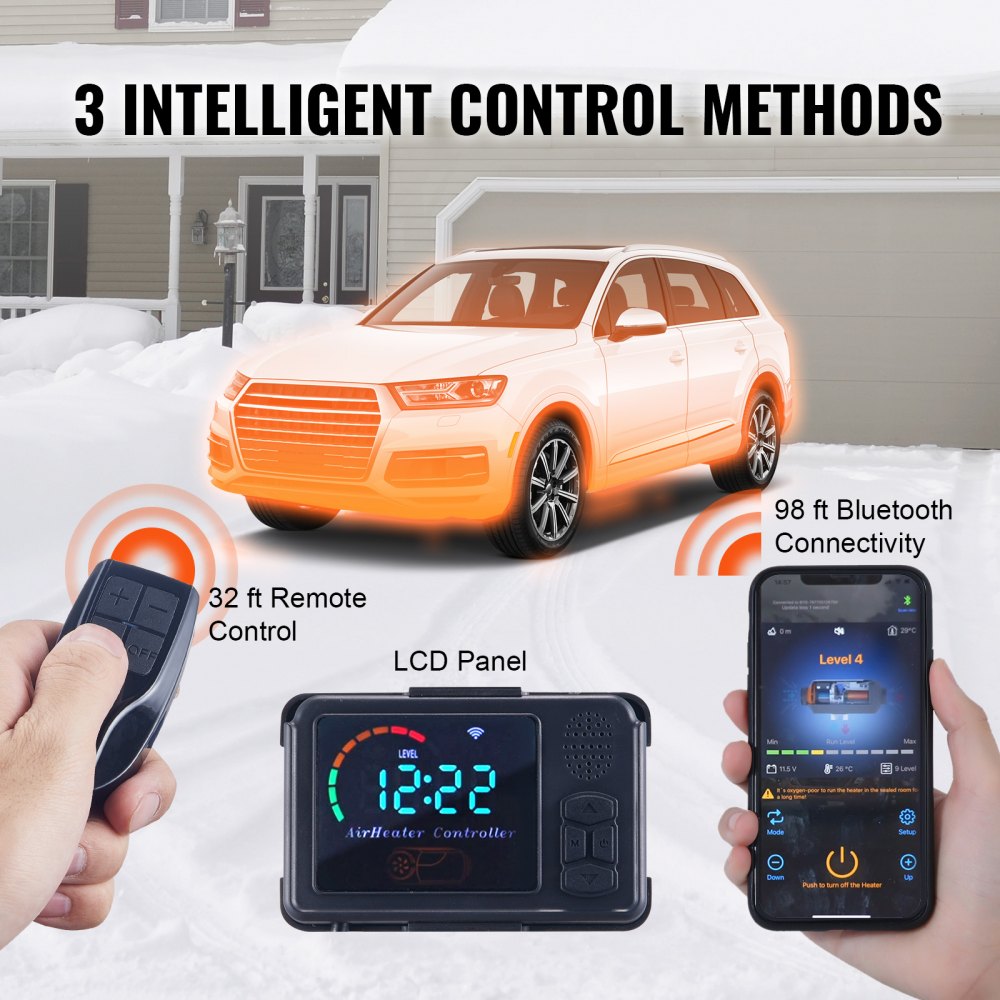 AMITOOLS Diesel Air Heater All-in-one 12V 5KW Bluetooth App LCD for Car RV Indoors