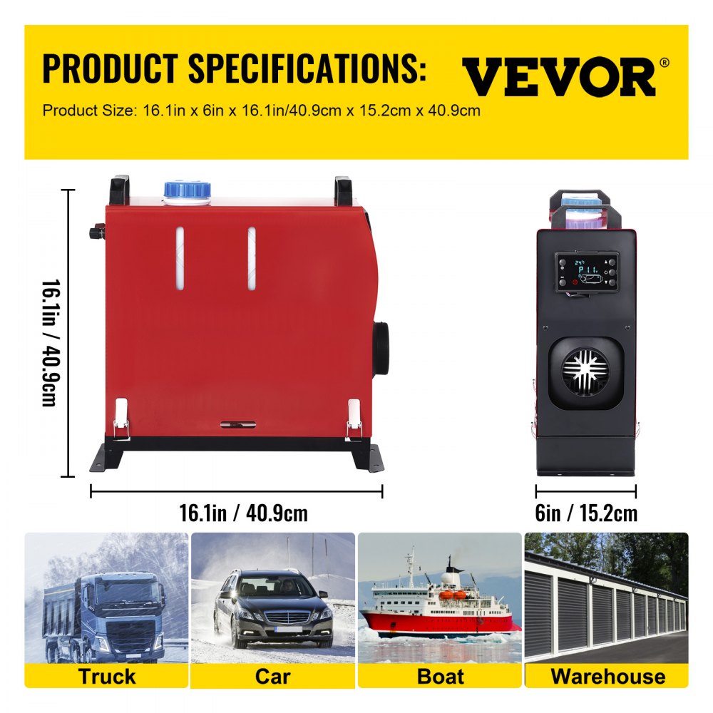 AMITOOLS 5KW Diesel Air Heater All in One 12V Diesel Parking Heater Silencer 5000W Diesel Heater Remote Control with LCD Switch for RV Motorhome Bus and Trailer