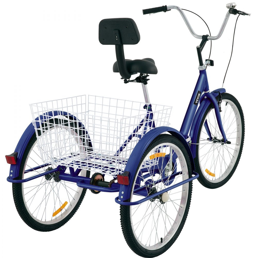 AMITOOLS Tricycle Adult 24’’ Wheels Adult Tricycle 1-Speed 3 Wheel Bikes For Adults Three Wheel Bike For Adults Adult Trike Adult Folding Tricycle Foldable Adult Tricycle 3 Wheel Bike Trike For Adults