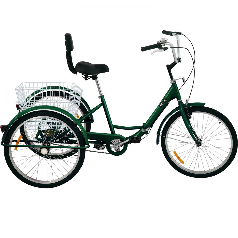 AMITOOLS Tricycle Adult 24’’ Wheels Adult Tricycle 1-Speed 3 Wheel Bikes For Adults Three Wheel Bike For Adults Adult Trike Adult Folding Tricycle Foldable Adult Tricycle 3 Wheel Bike Trike For Adults