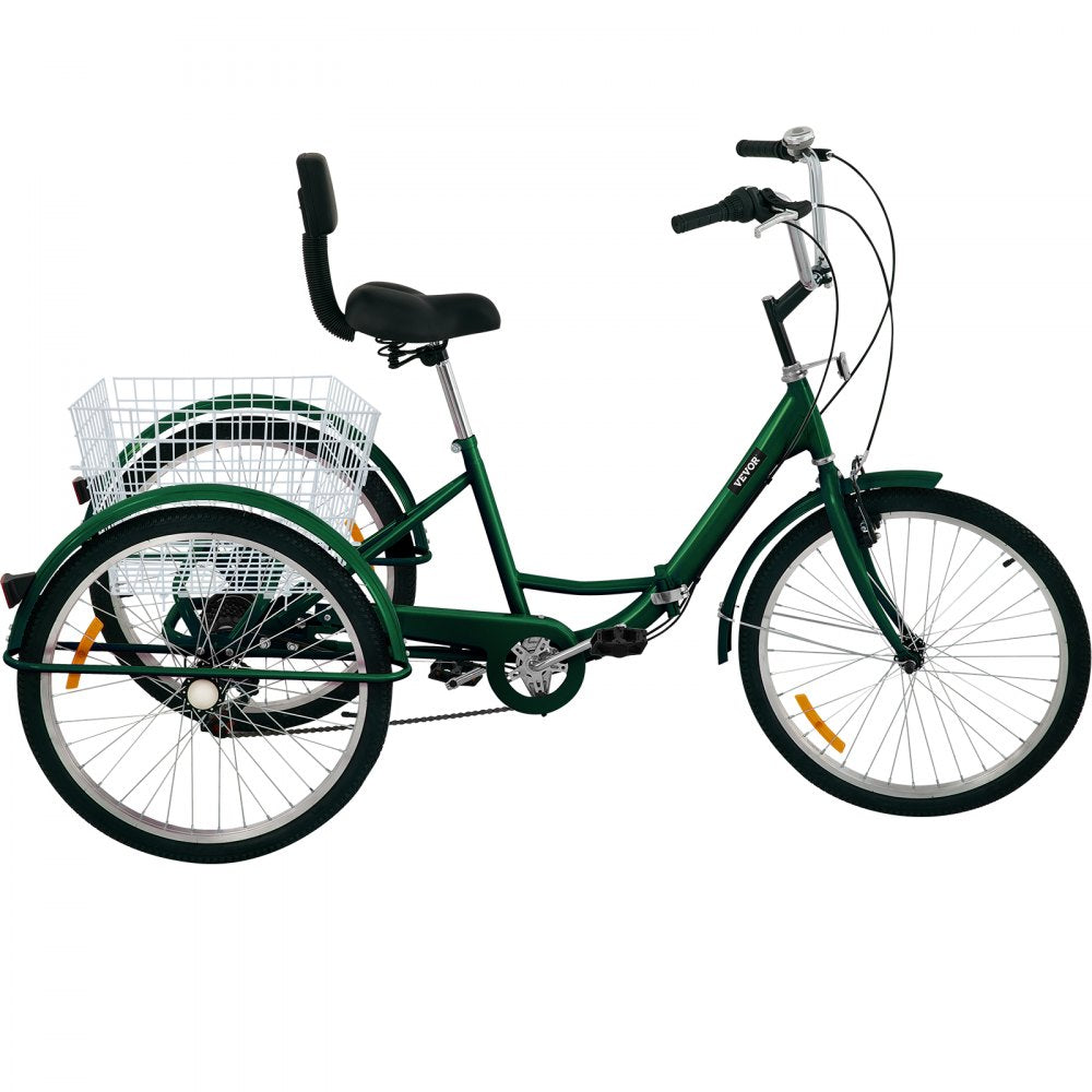 AMITOOLS Tricycle Adult 24’’ Wheels Adult Tricycle 7-Speed 3 Wheel Bikes For Adults Three Wheel Bike For Adults Adult Trike Adult Folding Tricycle Foldable Adult Tricycle 3 Wheel Bike Trike For Adults