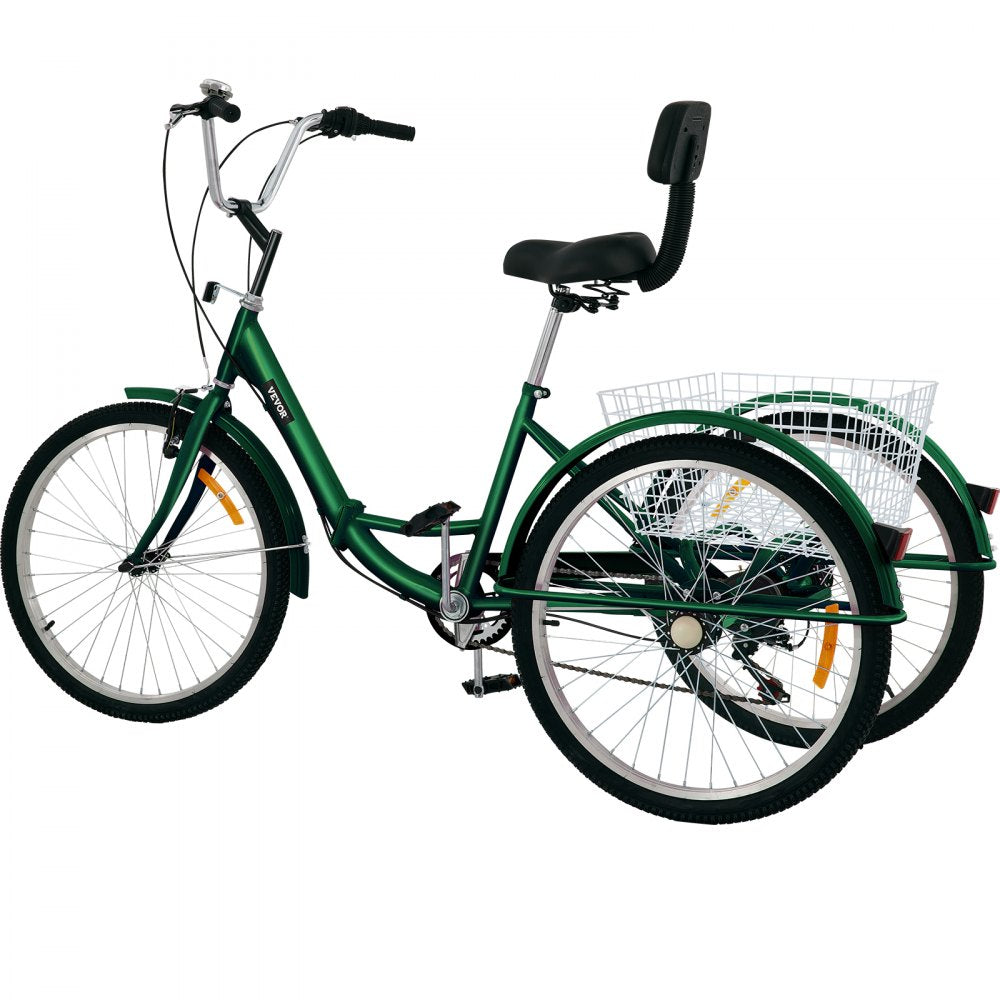 AMITOOLS Tricycle Adult 24’’ Wheels Adult Tricycle 7-Speed 3 Wheel Bikes For Adults Three Wheel Bike For Adults Adult Trike Adult Folding Tricycle Foldable Adult Tricycle 3 Wheel Bike Trike For Adults