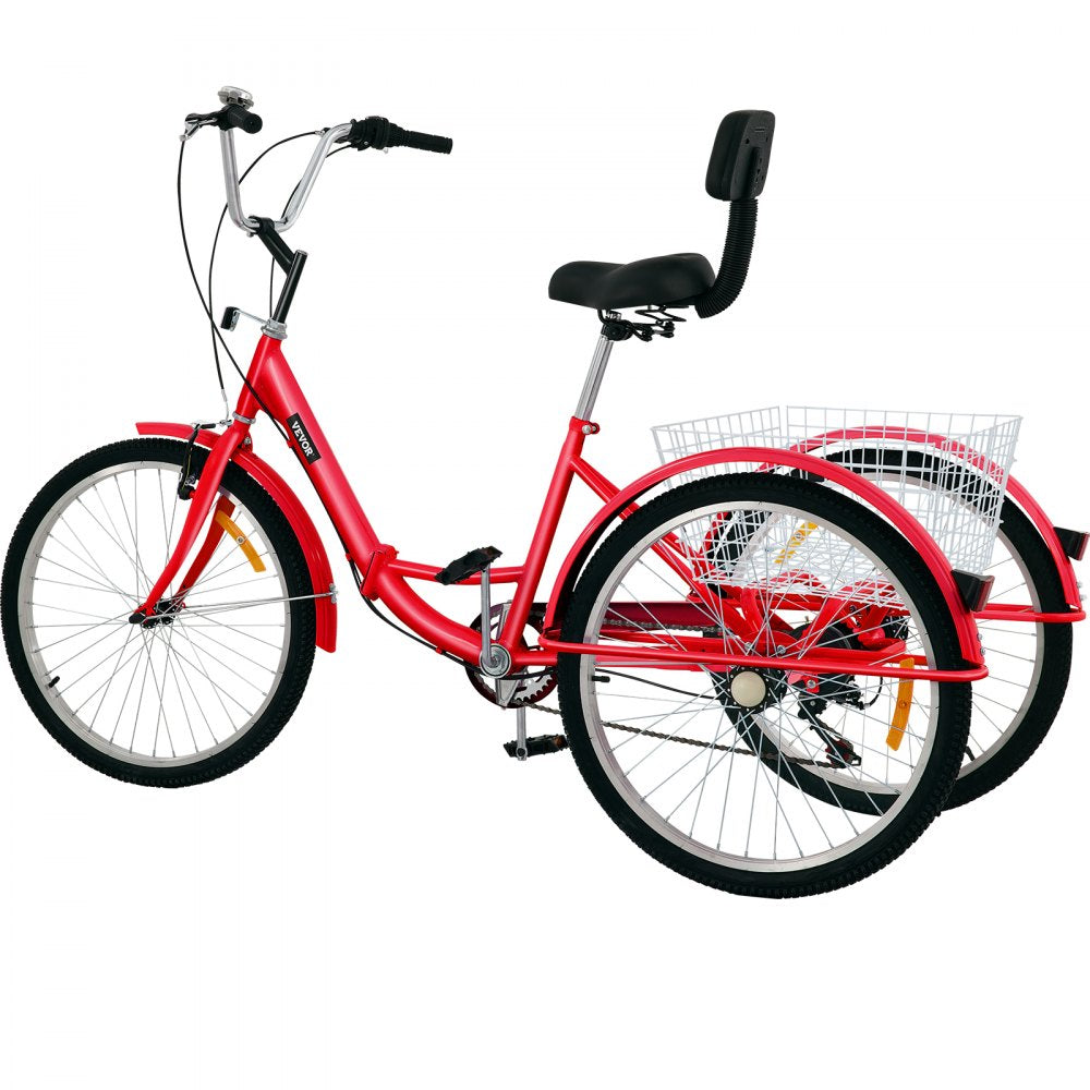 AMITOOLS Tricycle Adult 26’’ Wheels Adult Tricycle 7-Speed 3 Wheel Bikes For Adults Three Wheel Bike For Adults Adult Trike Adult Folding Tricycle Foldable Adult Tricycle 3 Wheel Bike Trike For Adults