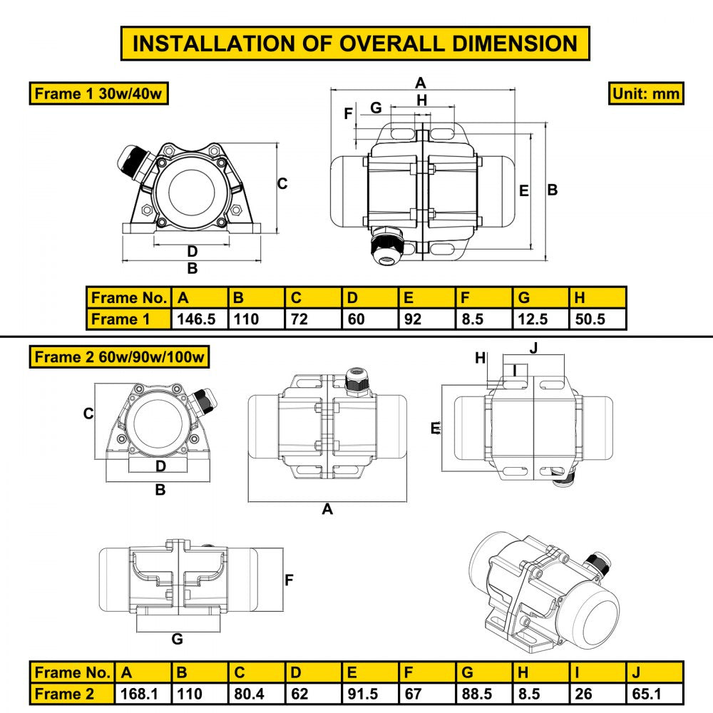 AMITOOLS AC Concrete Vibrator 110V, Motor Vibrating Motor 40W Single Phase AC Electric Vibrating Motor Aluminum Alloy Case 3600rpm Asynchronous Vibration Motor 2M Cable Concrete Vibrator IP65 Waterproof