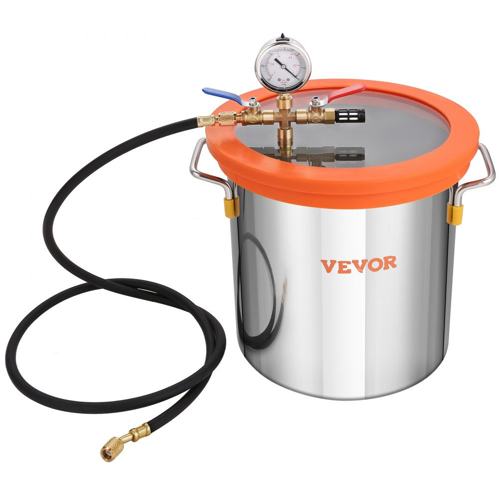 AMITOOLS 5 Gallon Vacuum Chamber and 3.5 CFM Pump Kit, Tempered Glass Lid Vacuum Degassing Chamber Kit, Single Stage Vacuum Pump with 250 ml Oil Bottle, for Stabilizing Wood, Degassing Silicones, Epoxies