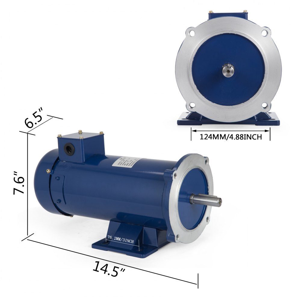 AMITOOLS DC Motor,Rated Speed 1750 RPM,1HP 12V Electric Motor Permanent Magnet Motor