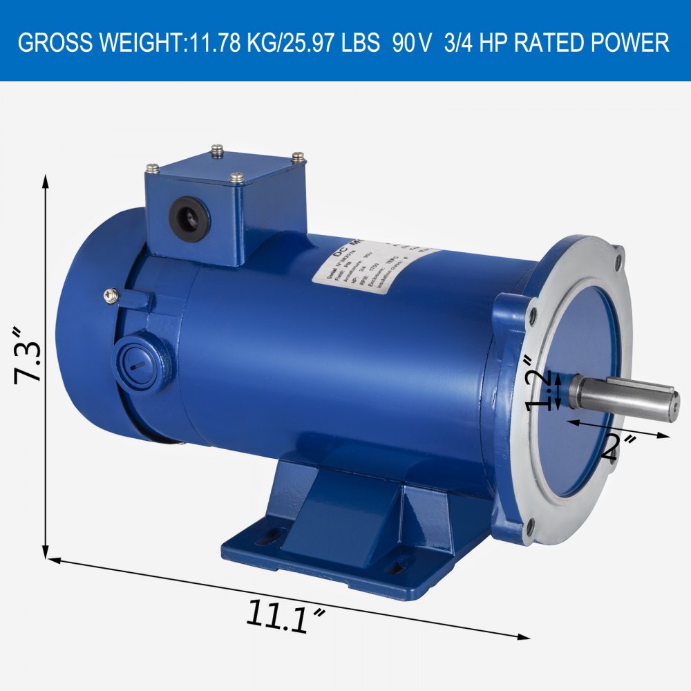 AMITOOLSDc Motor, 3/4hp, 56c, 90v, 1750rpm, Tefc, Base Grease, Permanent Magnet