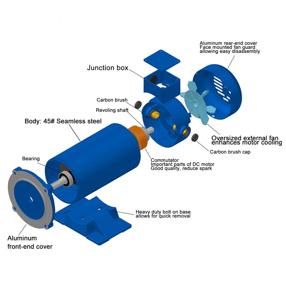 AMITOOLSDc Motor, 3/4hp, 56c, 90v, 1750rpm, Tefc, Base Grease, Permanent Magnet