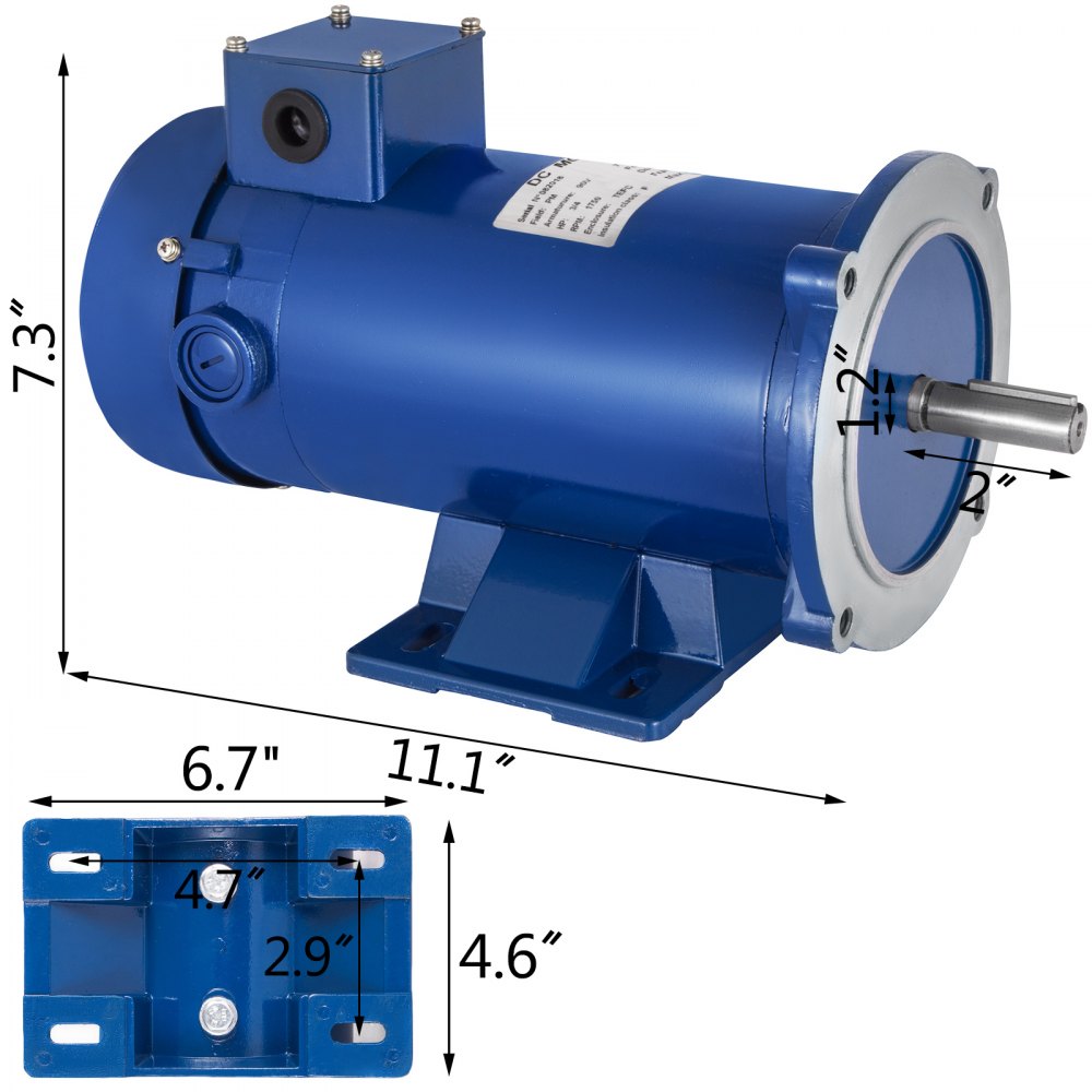 AMITOOLSDc Motor, 3/4hp, 56c, 90v, 1750rpm, Tefc, Base Grease, Permanent Magnet