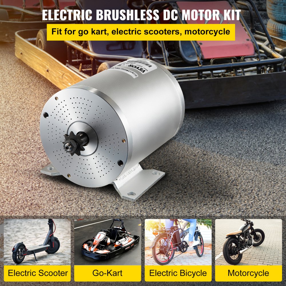 AMITOOLS2000W 48V DC Brushless Motor w/Mounting Bracket &Controller &Key For E-Scooter