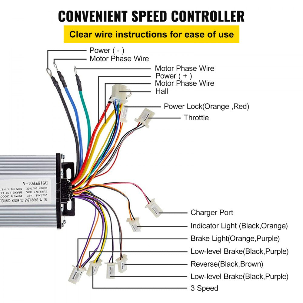 AMITOOLS2000W 48V DC Brushless Motor w/Mounting Bracket &Controller &Key For E-Scooter