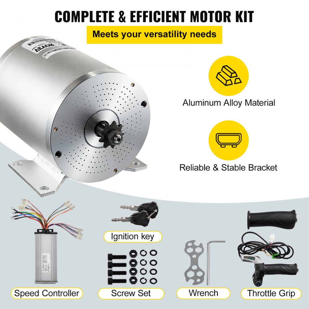 AMITOOLS2000W 48V DC Brushless Motor w/Mounting Bracket &Controller &Key For E-Scooter