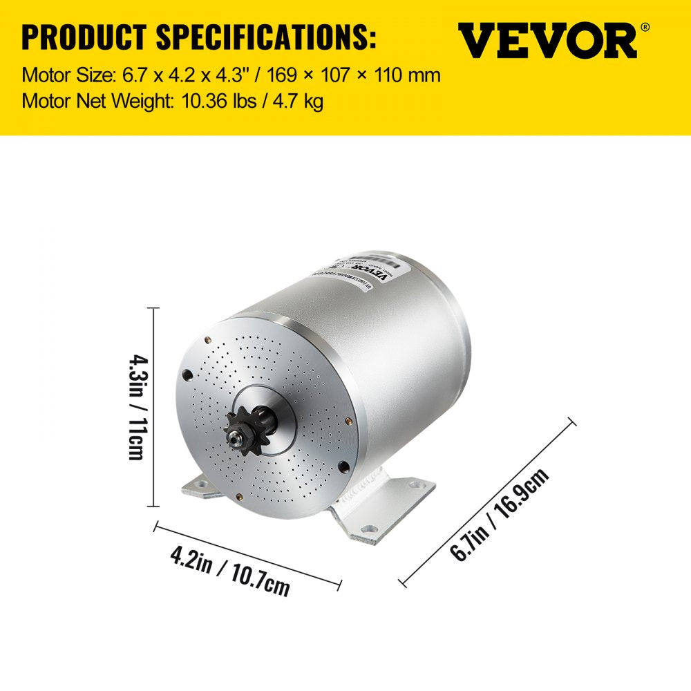 AMITOOLS2000W 48V DC Brushless Motor w/Mounting Bracket &Controller &Key For E-Scooter