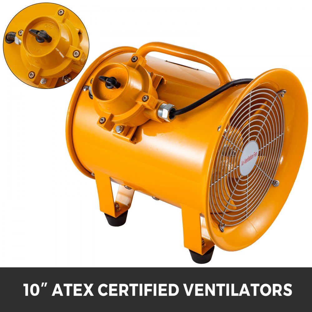 AMITOOLS Explosion Proof Fan 10 Inch(250mm) Utility Blower 350W Explosion Proof Ventilator 110V 60HZ Speed 3450 RPM for Extraction and Ventilation in Potentially Explosive Environments