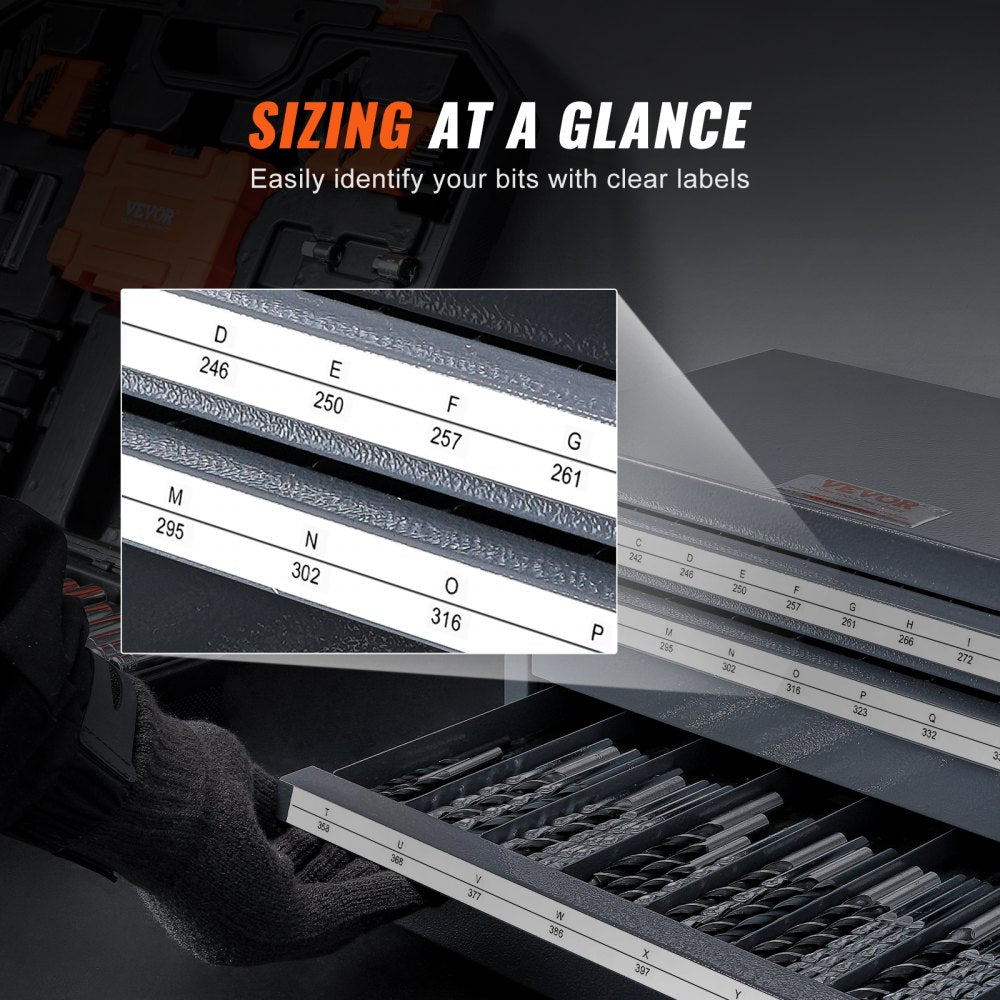 AMITOOLS Drill Bit Dispenser Cabinet, Three-Drawer Drill Bit Organizer Cabinet for A to Z, Steel Drill Dispenser Organizer Cabinet with Labels, Stackable Drill Dispenser for Drill Bit Storage
