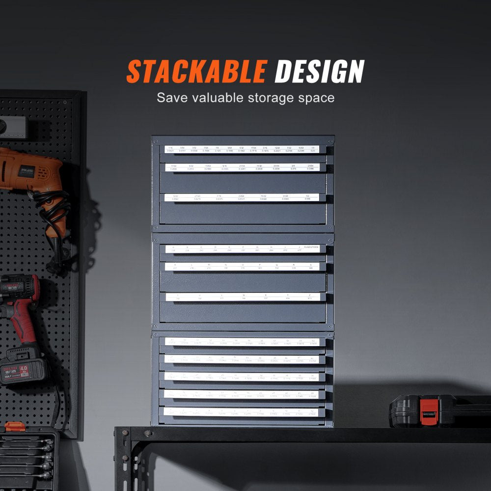 AMITOOLS Drill Bit Dispenser Cabinet, 3 Pieces Three-Drawer for 1/16