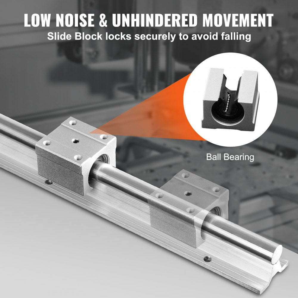 AMITOOLS Linear Guide Rail Set, SBR12 1000mm, 2 PCS 39.4 in/1000 mm SBR12 Guide Rails and 4 PCS SBR12UU Slide Blocks, Linear Rails and Bearings Kit for Automated Machines DIY Project CNC Router Machines