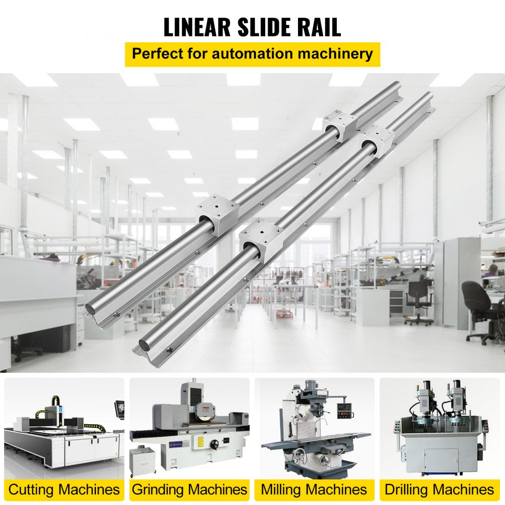 AMITOOLS Linear Rail SBR16-1500mm 2PCs Linear Rail Shaft Rod W/ 4 SBR16UU Blocks