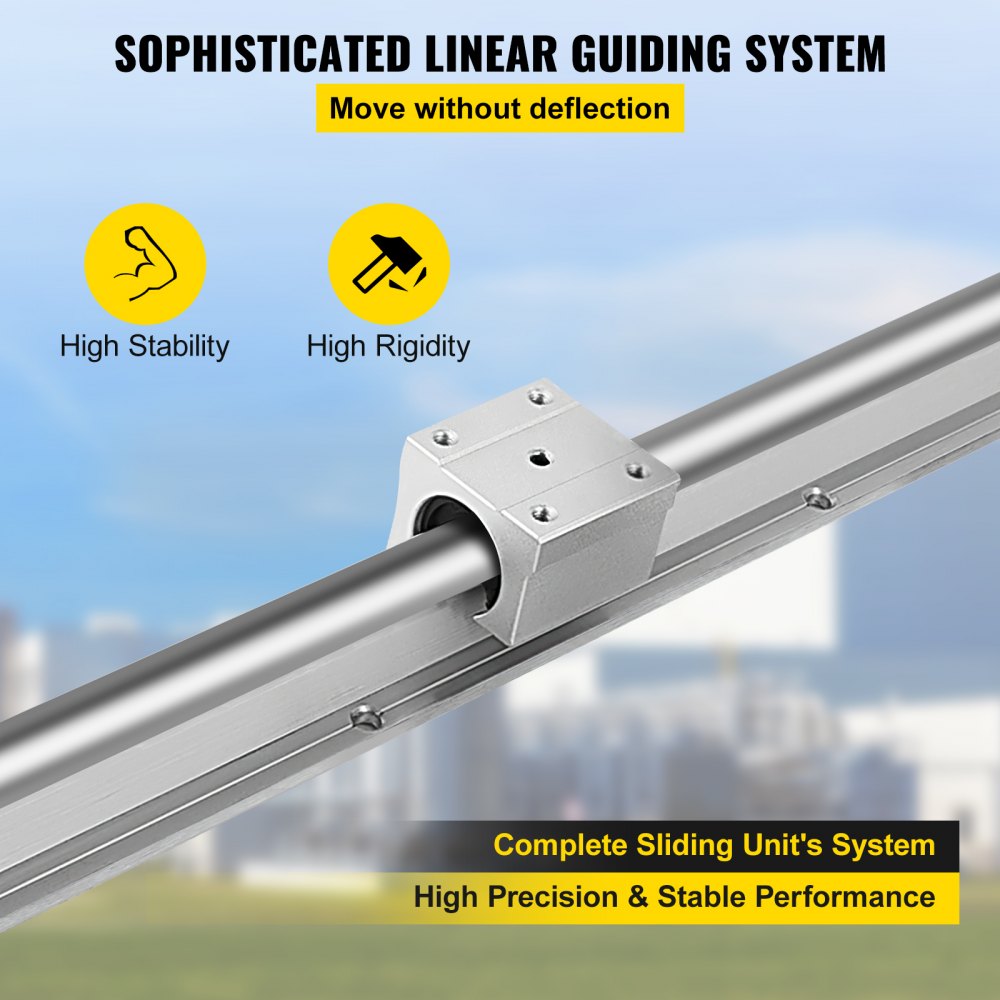 AMITOOLS Linear Rail SBR16-1500mm 2PCs Linear Rail Shaft Rod W/ 4 SBR16UU Blocks