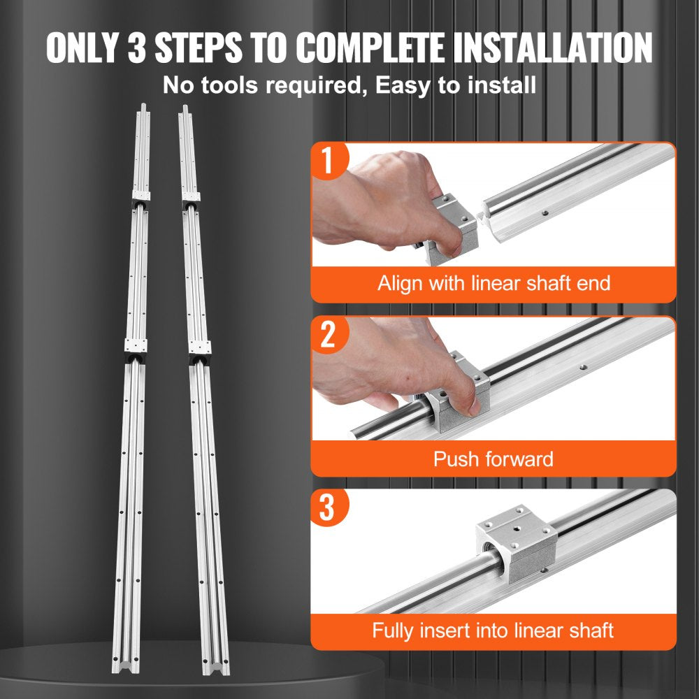 AMITOOLS Linear Guide Rail Set, SBR16 2000mm, 2 PCS 78.7 in/2000 mm SBR16 Guide Rails and 4 PCS SBR16UU Slide Blocks, Linear Rails and Bearings Kit for Automated Machines DIY Project CNC Router Machines