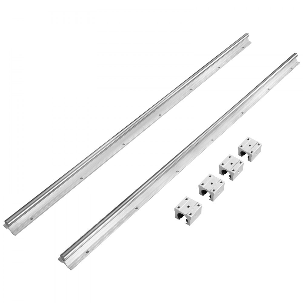 AMITOOLS Linear Guide Rail Set, SBR25 1200mm, 2 PCS 47.2 in/1200mm SBR25 Guide Rails and 4 PCS SBR25UU Slide Blocks, Linear Rails and Bearings Kit for Automated Machines DIY Project CNC Router Machines