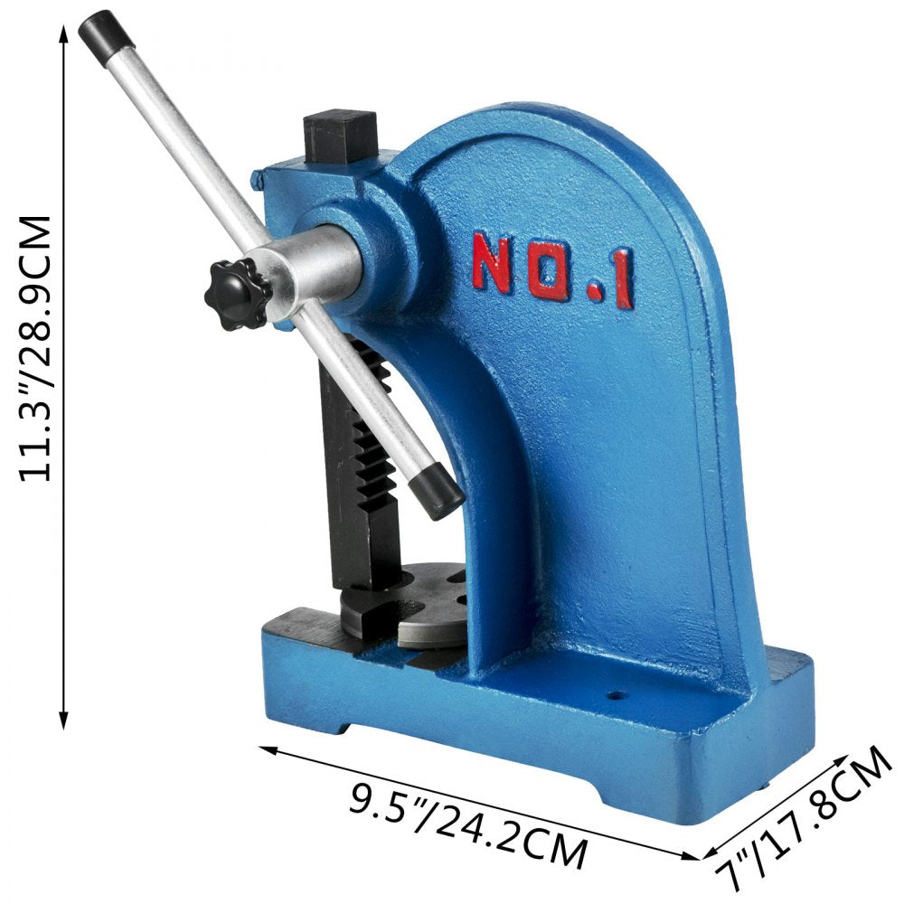 AMITOOLS Manual Arbor Press 1 Ton, Heavy Duty Arbor Press with 4-5/8 Inch Maximum Height, Manual Desktop Arbor Press Cast Iron Material, for Riveting Punching Holes