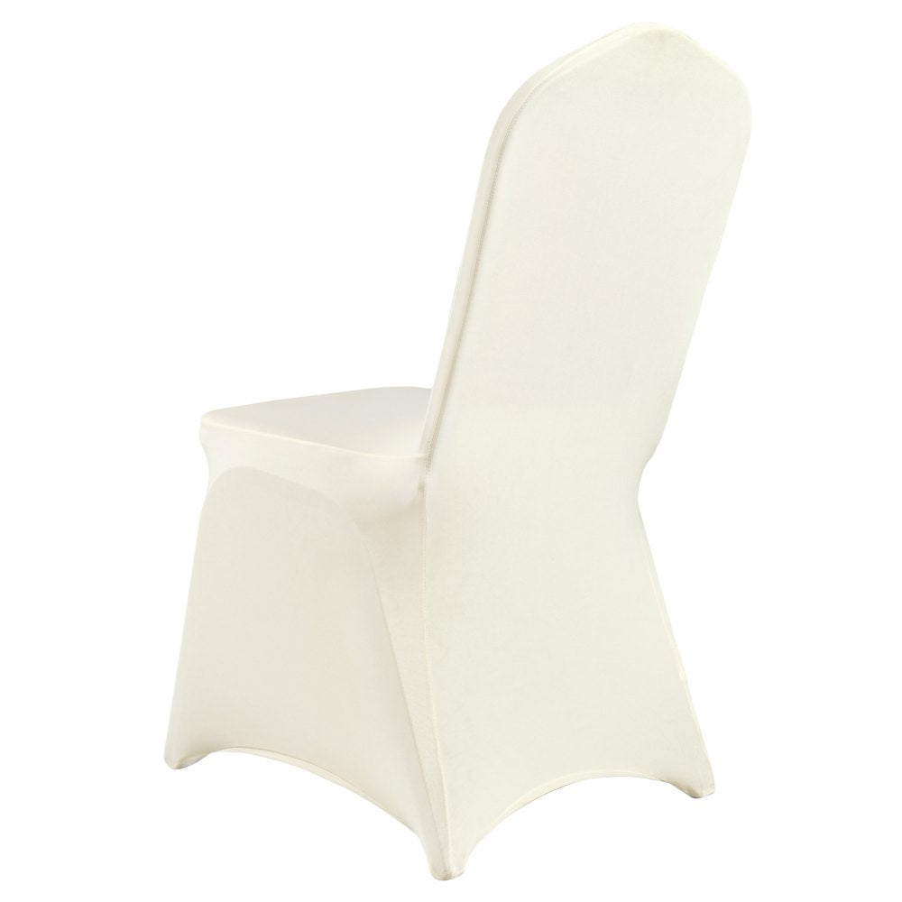 AMITOOLS Stretch Spandex Folding Chair Covers, Universal Fitted Chair Cover, Removable Washable Protective Slipcovers, for Wedding, Holiday, Banquet, Party, Celebration, Dining (100PCS Ivory White)