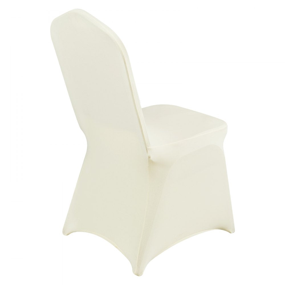 AMITOOLS Stretch Spandex Folding Chair Covers, Universal Fitted Chair Cover, Removable Washable Protective Slipcovers, for Wedding, Holiday, Banquet, Party, Celebration, Dining (100PCS Ivory White)