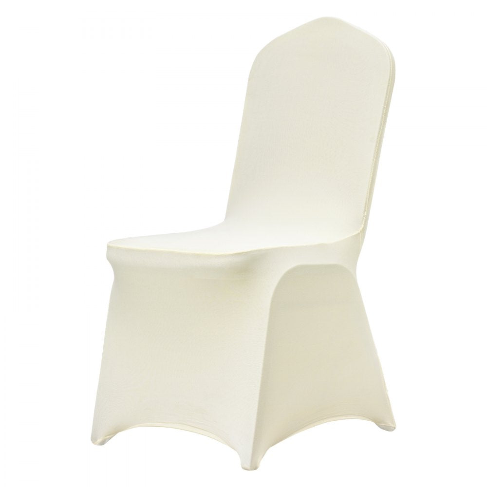 AMITOOLS Stretch Spandex Folding Chair Covers, Universal Fitted Chair Cover, Removable Washable Protective Slipcovers, for Wedding, Holiday, Banquet, Party, Celebration, Dining (100PCS Ivory White)