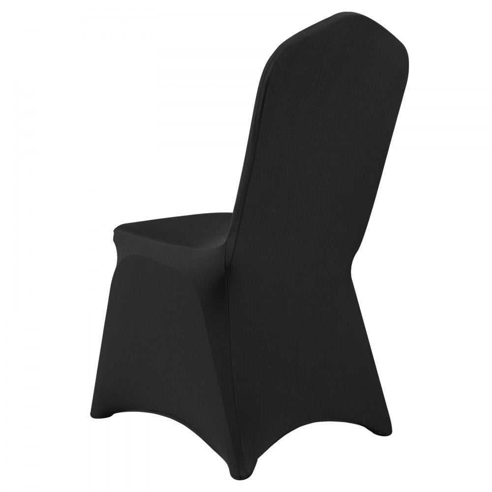 AMITOOLS Stretch Spandex Folding Chair Covers, Universal Fitted Arched Front Cover, Removable Washable Protective Slipcovers, for Wedding, Holiday, Banquet, Party, Celebration, Dining (50PCS Black)