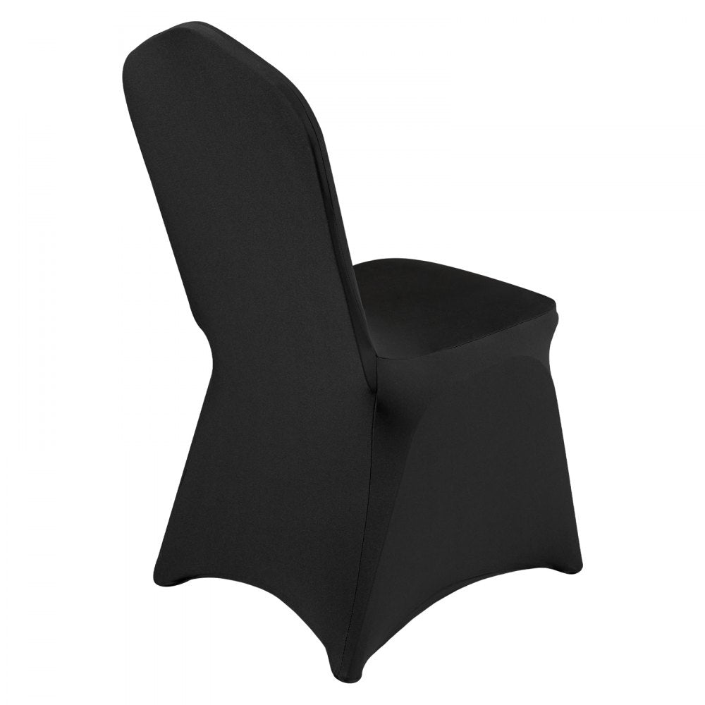 AMITOOLS Stretch Spandex Folding Chair Covers, Universal Fitted Arched Front Cover, Removable Washable Protective Slipcovers, for Wedding, Holiday, Banquet, Party, Celebration, Dining (50PCS Black)