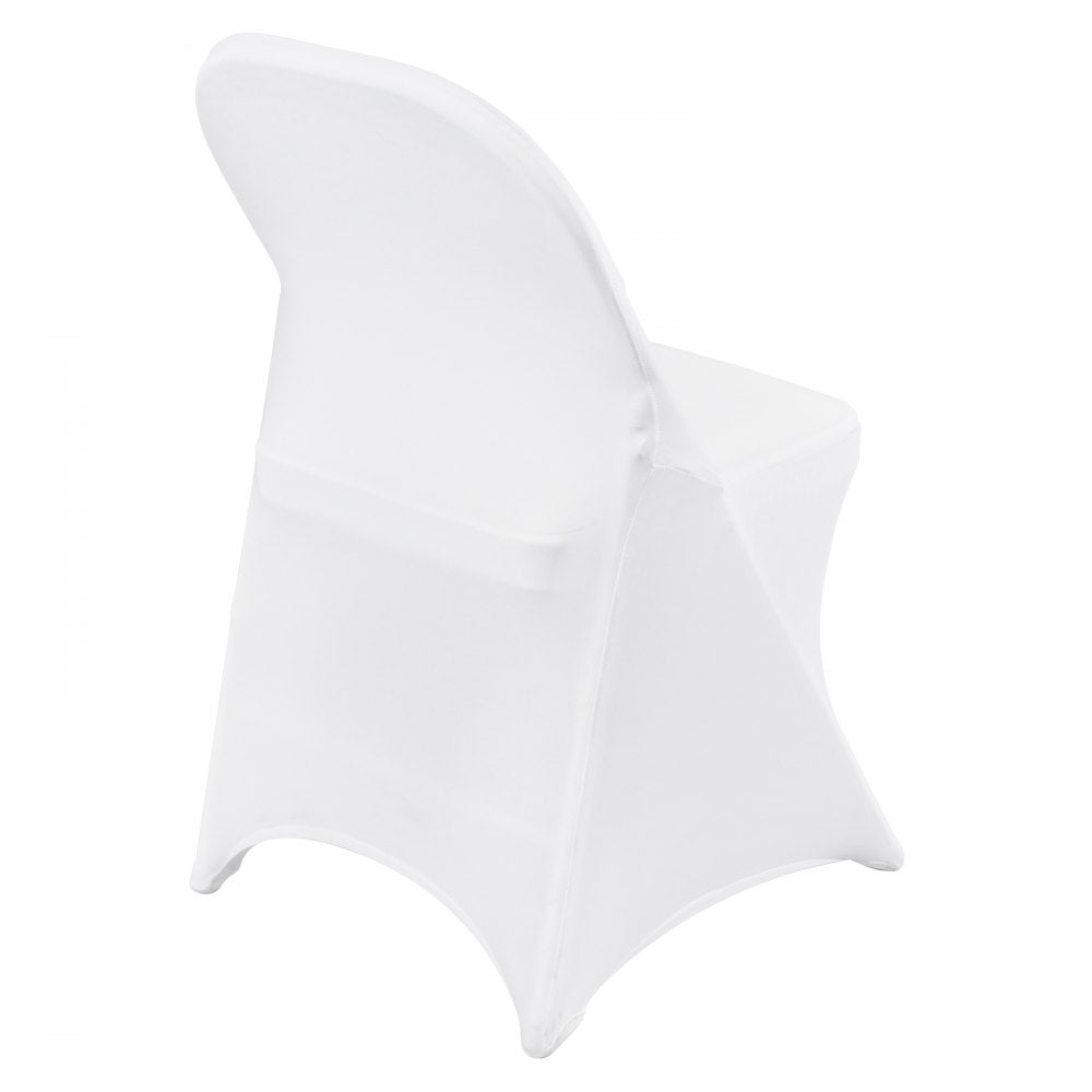 AMITOOLS White Stretch Spandex Chair Covers - 12 PCS, Folding Kitchen Chairs Cover, Universal Washable Slipcovers Protector, Removable Chair Seat Covers, for Wedding Party Dining Room Banquet Event