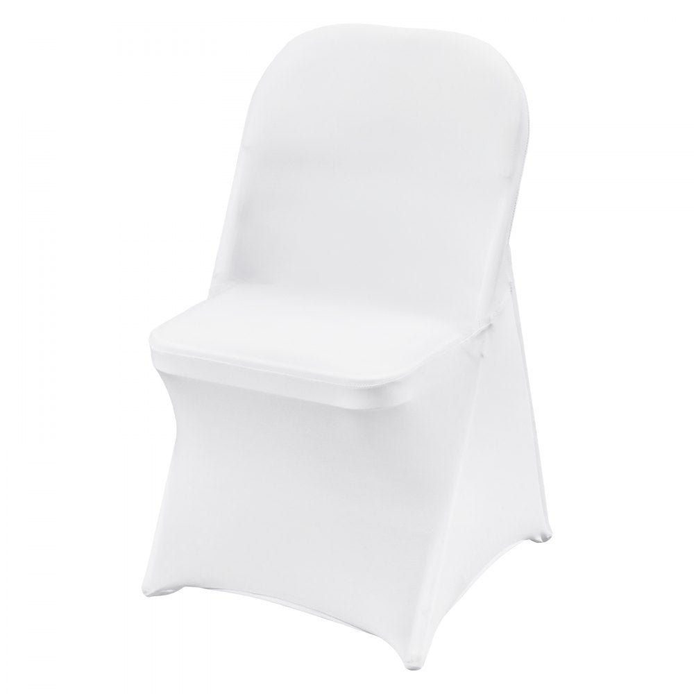 AMITOOLS White Stretch Spandex Chair Covers - 12 PCS, Folding Kitchen Chairs Cover, Universal Washable Slipcovers Protector, Removable Chair Seat Covers, for Wedding Party Dining Room Banquet Event