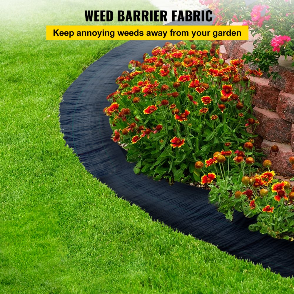 AMITOOLS 6FTx300FT Premium Weed Barrier Fabric Heavy Duty 3.2OZ, Woven Weed Control Fabric, High Permeability Good for Flower Bed, Geotextile Fabric for Underlayment, Polyethylene Ground Cover