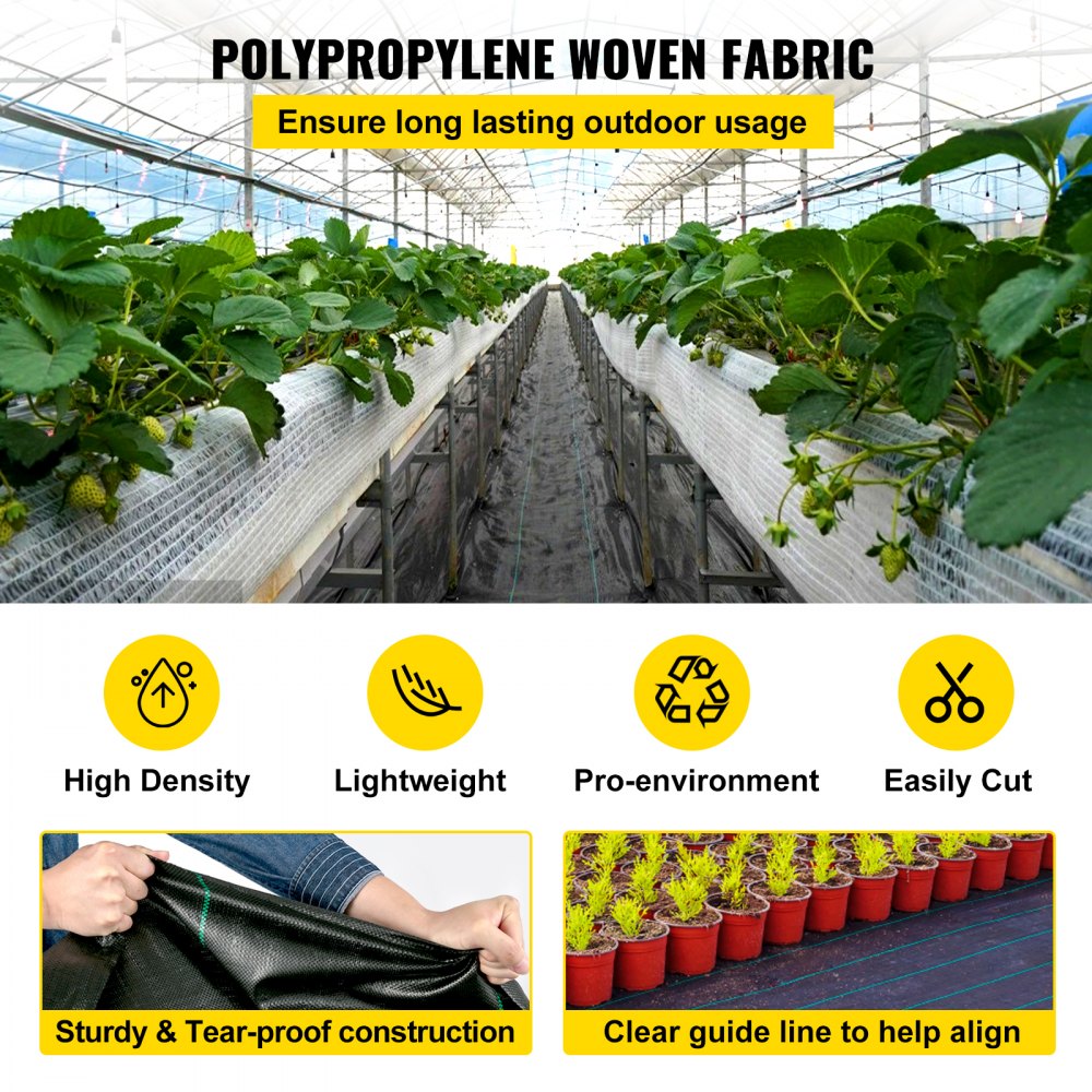 AMITOOLS 6FT300FT Premium Weed Barrier Fabric Heavy Duty 2.4OZ, Woven Weed Control Fabric, High Permeability Good for Flower Bed, Geotextile Fabric for Underlayment, Polyethylene Ground Cover